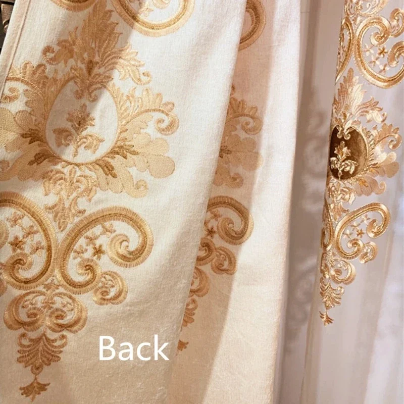 Европейские роскошные шторы из синели бежевого цвета с вышивкой для гостиной