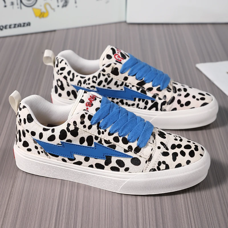 Picasso Joint Name 2024 New Leopard Print Board Shoes Couple Lightning Skateboard Bread Revenge Storm Casual Men's