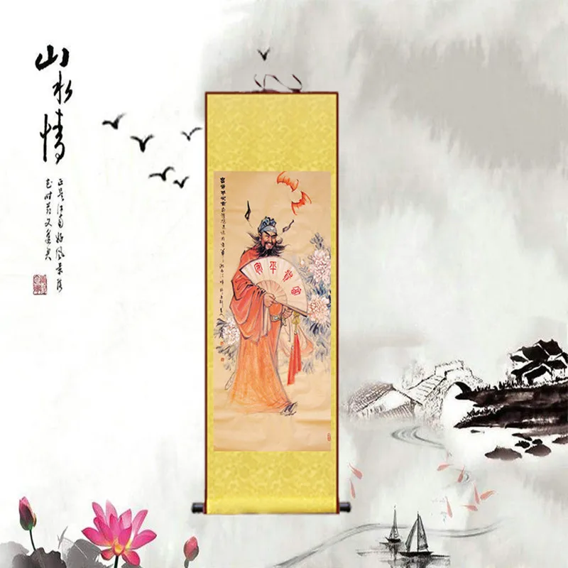 

Чжун Куй Ками Taoist God статуя шелковый свиток декоративная картина