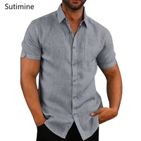 2022 new mens casual blouse shirt loose tops short sleeve shirt summer casual handsome mens shirts