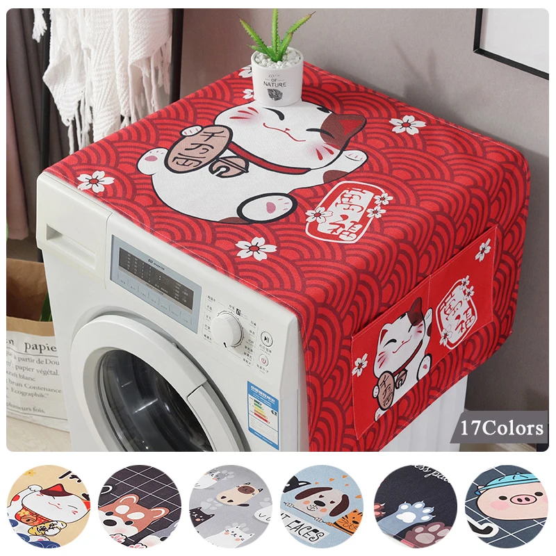 

Nordic Washing Machine Cover With Hanging Bag Anti-dust Oven Microwave Refrigerator Protecor Dust Cover Modern Home Decor