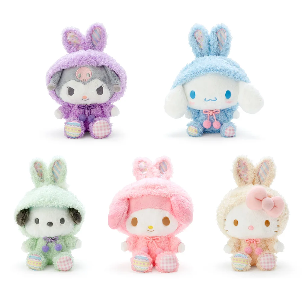 

Cute Sanrio Rabbit Keychain Plush Toy Kuromi My Melody Pochacco Pompom Purin Cinnamoroll Cartoon Soft Stuffed Dolls Pendant