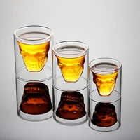 double wall transparent glass cup crystal skull wine milk whisky tea coffee water mug drinks reusable tool bar accessories set