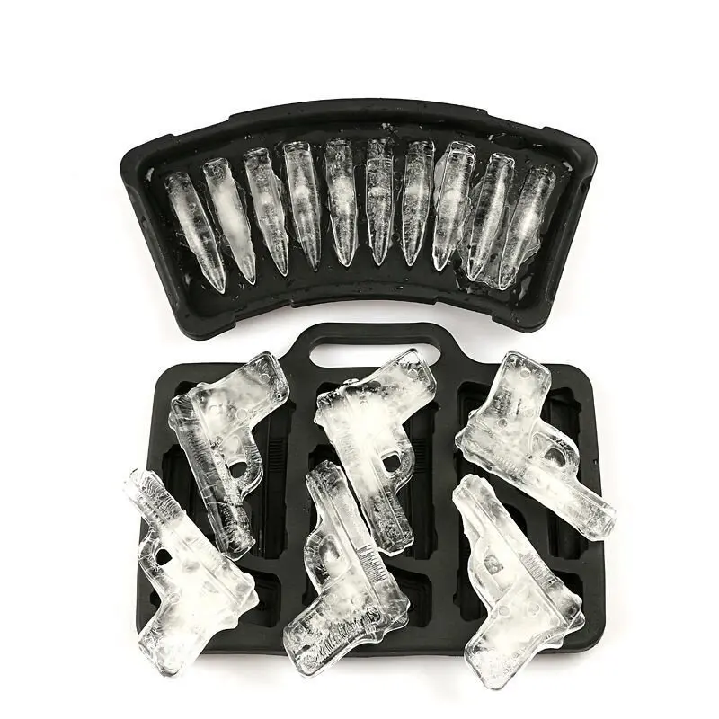 

10 Grids Ice Cream Maker Silicone Ice Cube Mold Bullet Gun Shape Ice Cube Tray DIY Drinking Bar Tool