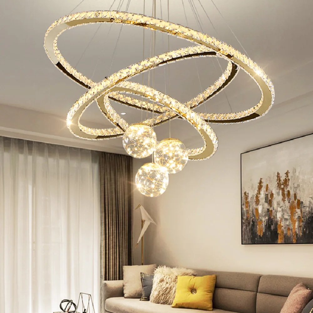 

Chandeliers Lights LED pendant lamps Nordic Ring Living Room Gold for Bedroom Kitchen Dining Room Dimmable with Remote Decor New