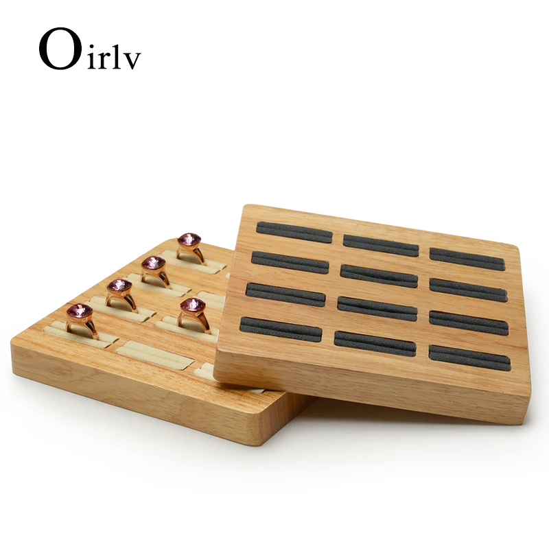 Oirlv New Wooden 12 Grid Ring Display Board 15*15*1.8CM Multi-Directional Jewelry Counter Display Stand Storage Jewelry Props