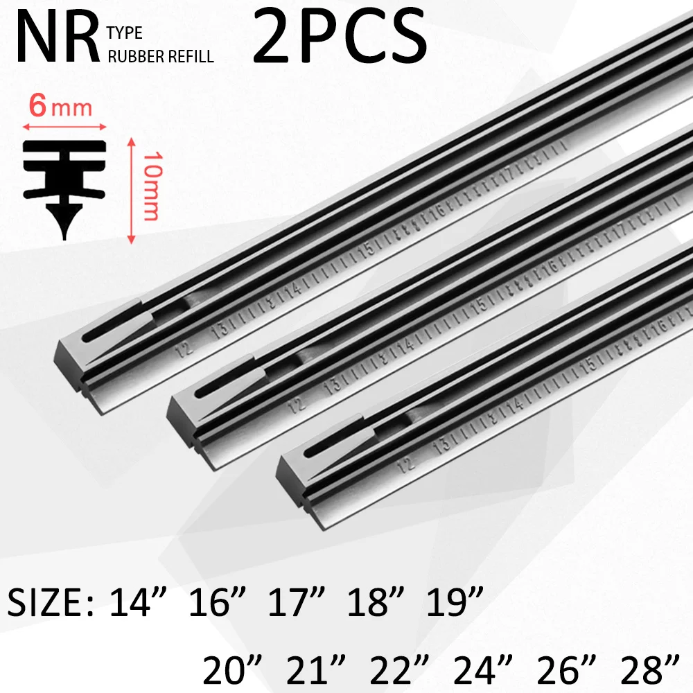 

2 шт., автомобильные стеклоочистители из натурального каучука, сменная полоса, щетка стеклоочистителя 14 "16"17 "18 "19" 20 "21" 22 "24" 26 "28" 6 мм, полоски NR, автомобильные аксессуары