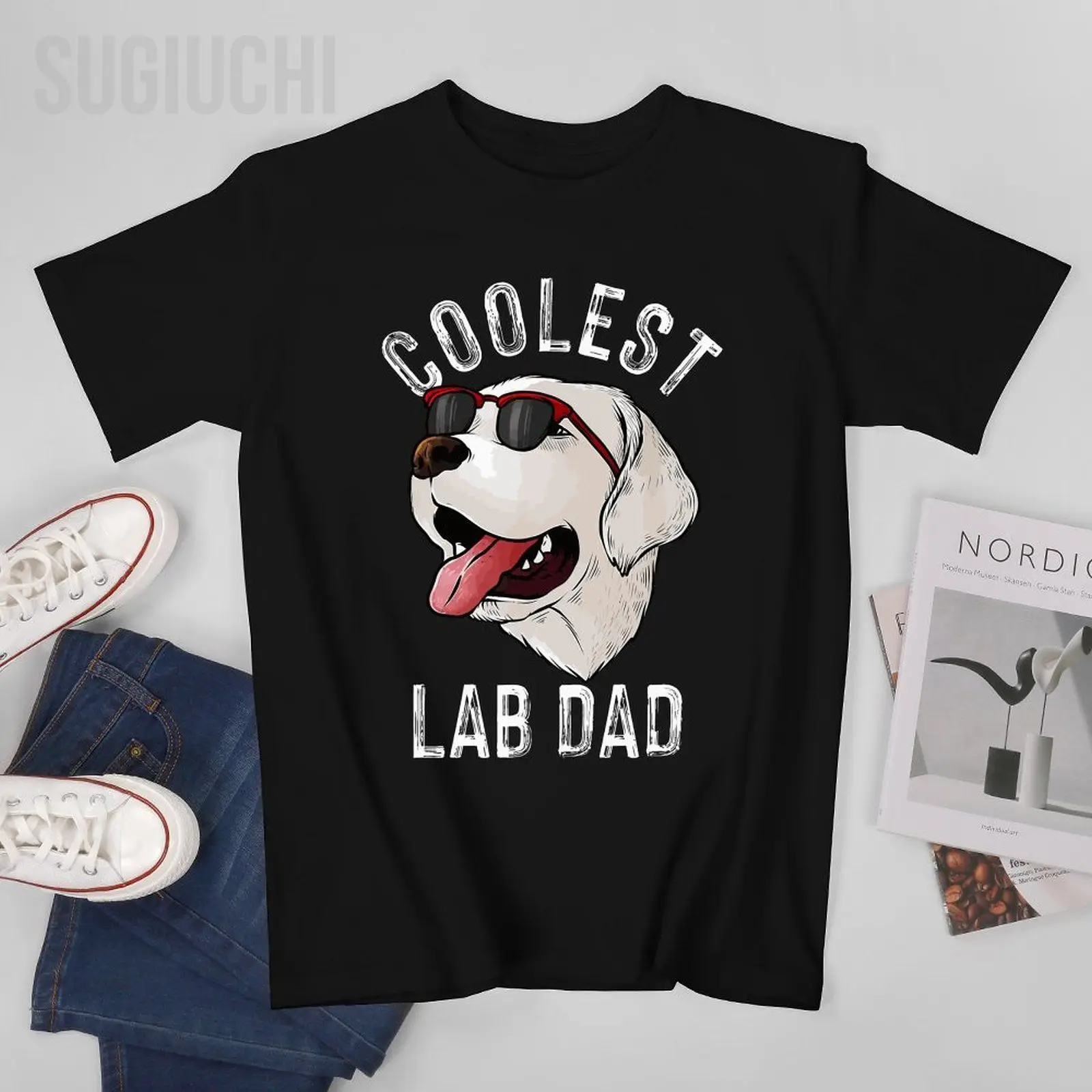 

Men Coolest Lab Dad Gift For White Labrador Retriever Dog Lover Men Tshirt Tees T Shirts Women Boys 100% Cotton T-Shirt Unisex