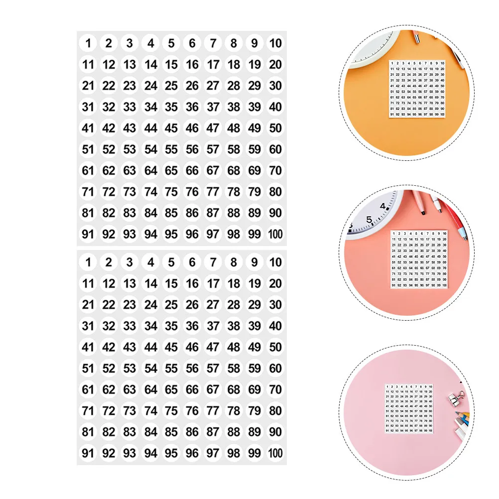 Фото 2500Pcs Number Stickers 1-100 Consecutive Colored Round Self-Adhesive Labels for Classroom Office Storage Organization №1