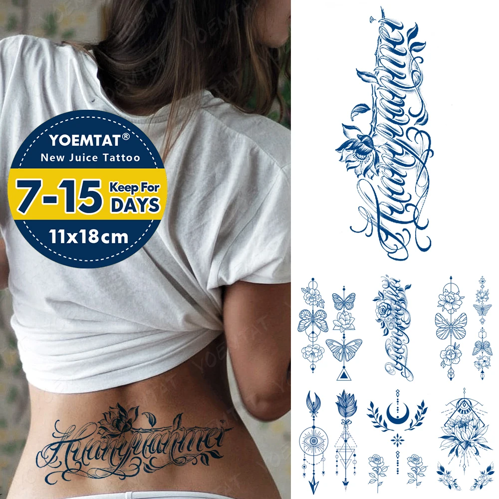 

Semi-Permanent Waterproof Temporary Tattoo Stickers Test Love You Flowers Genipin Herbal Juice Lasting Ink Fake Arm Leg Tatoo