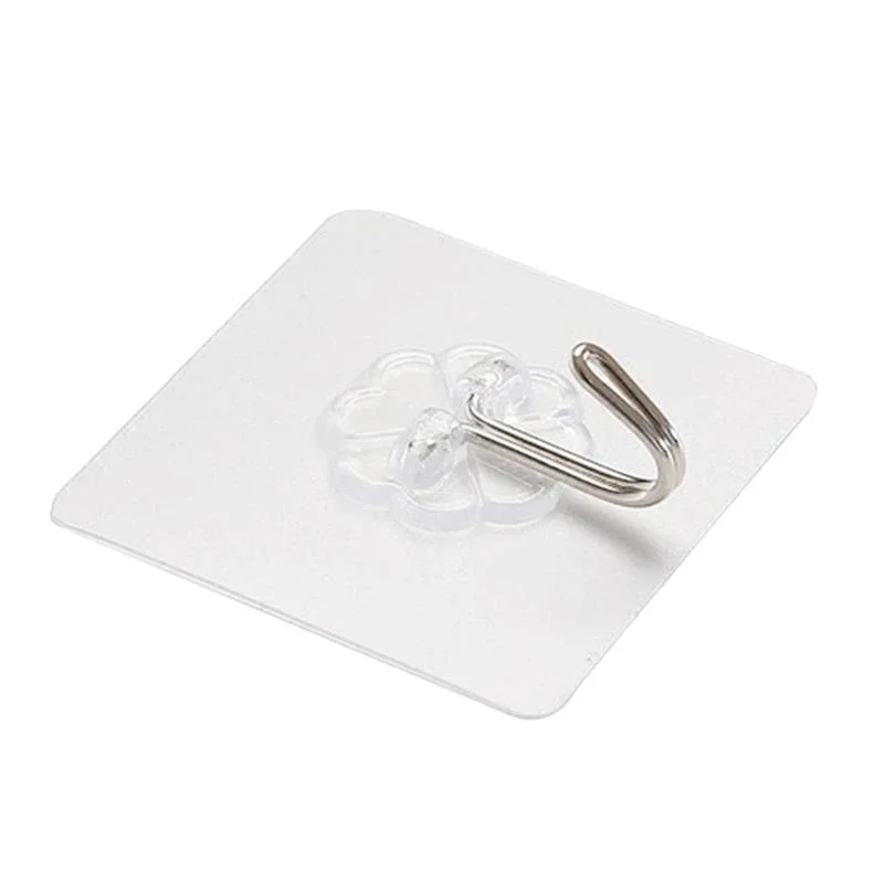 

10/20pcs Wall-mounted Nail-free Seamless Hook Transparent Strong Self Adhesive Door Wall Hangers Towel Mop Handbag Holder Hook