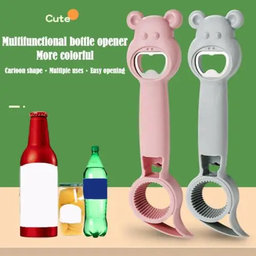 

Portable 4 in 1 Bottle Opener Chain Keyring Keychain Beer Metal Design Bar H8Q3