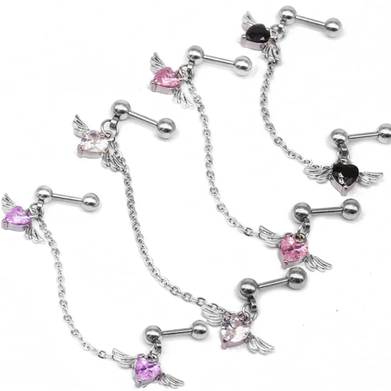 

41XF Chain Tassel Ear Bones Studs Chic Ear wing Stud Earrings Party Accessories Charm Fashion Dangle Drop Jewelry for Women