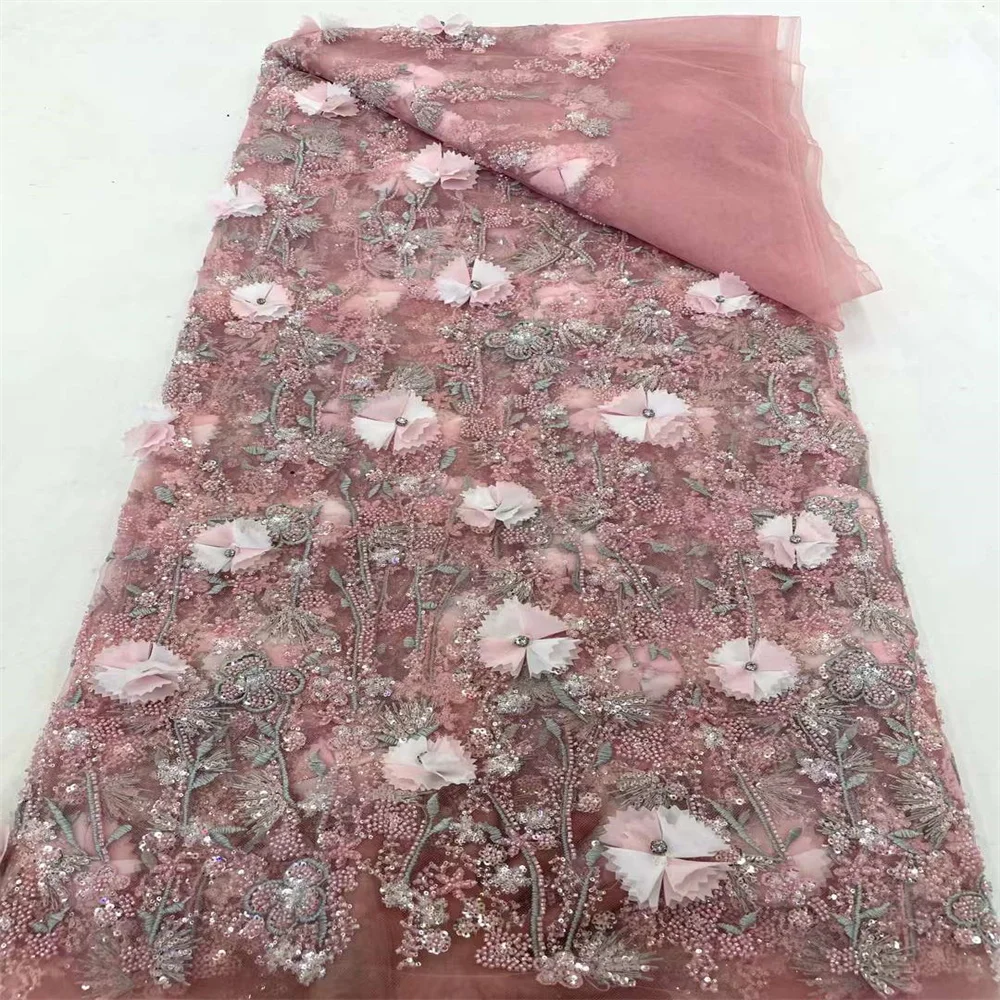 Кружевная ткань с 3D африканскими блестками кружевная 2024 Высококачественная