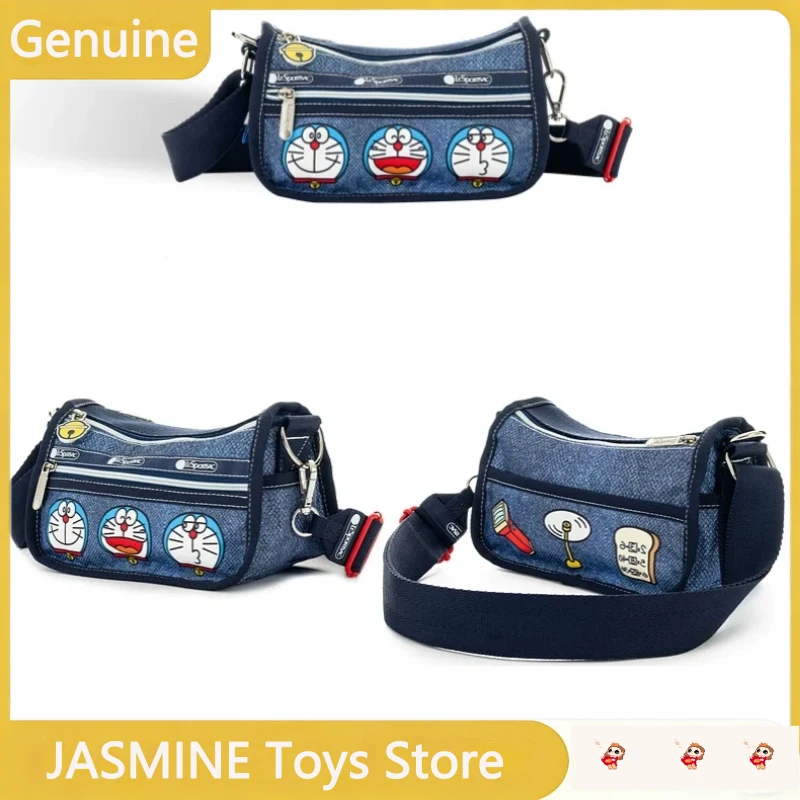 Фото Сумка через плечо Lesportsac Doraemon, лимитированная серия, джинсовая, модная, с регулируемым ремнем, для повседневного использования на улице, для женщин №3
