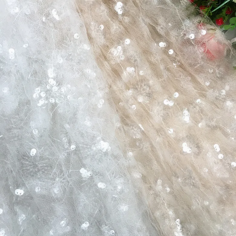 

Translucent Sequin Embroidered Lace Fabric Shiny Transparent Sequin Lace Fabric Fabric Clothing Dress Fabric