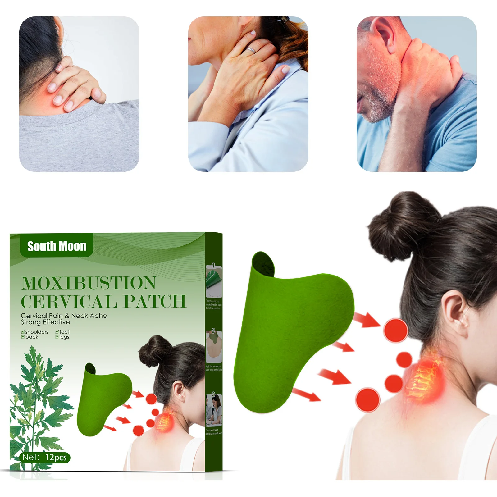 

60PCSHerbal formula extraction of moxibustion on neck and shoulder of wormwood cervical vertebra sticking with spontaneous fever