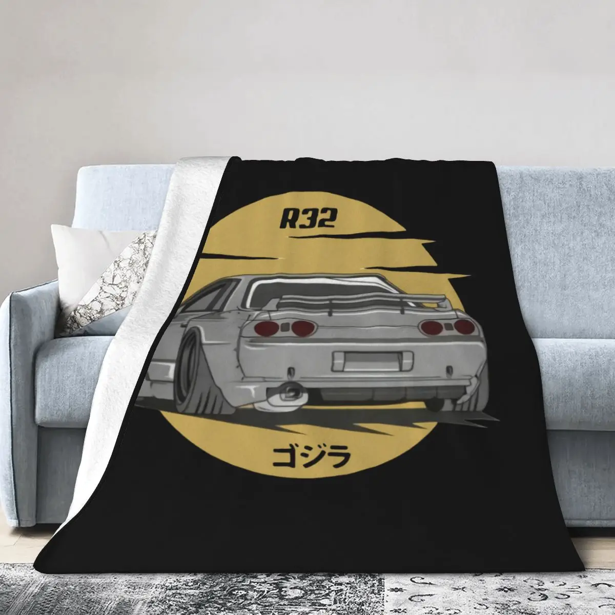 

R32 Auto Gray Legend Jdm Blanket Bedspread Bed Girl Fluffy Soft Bed Decor Sofa Blanket Japanese retro Minimalist Dirty resistant