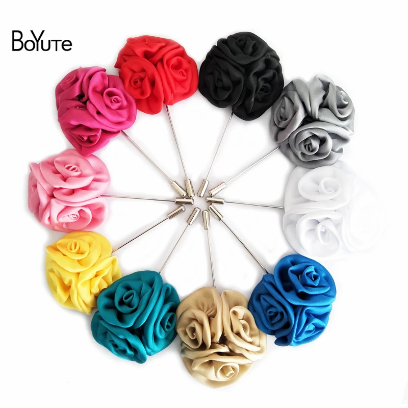

BoYuTe (10 Pieces/Lot) High Quality Rose Flower Lapel Pin Men Brooch Fashion Suit Brooch Pins 17 Colors