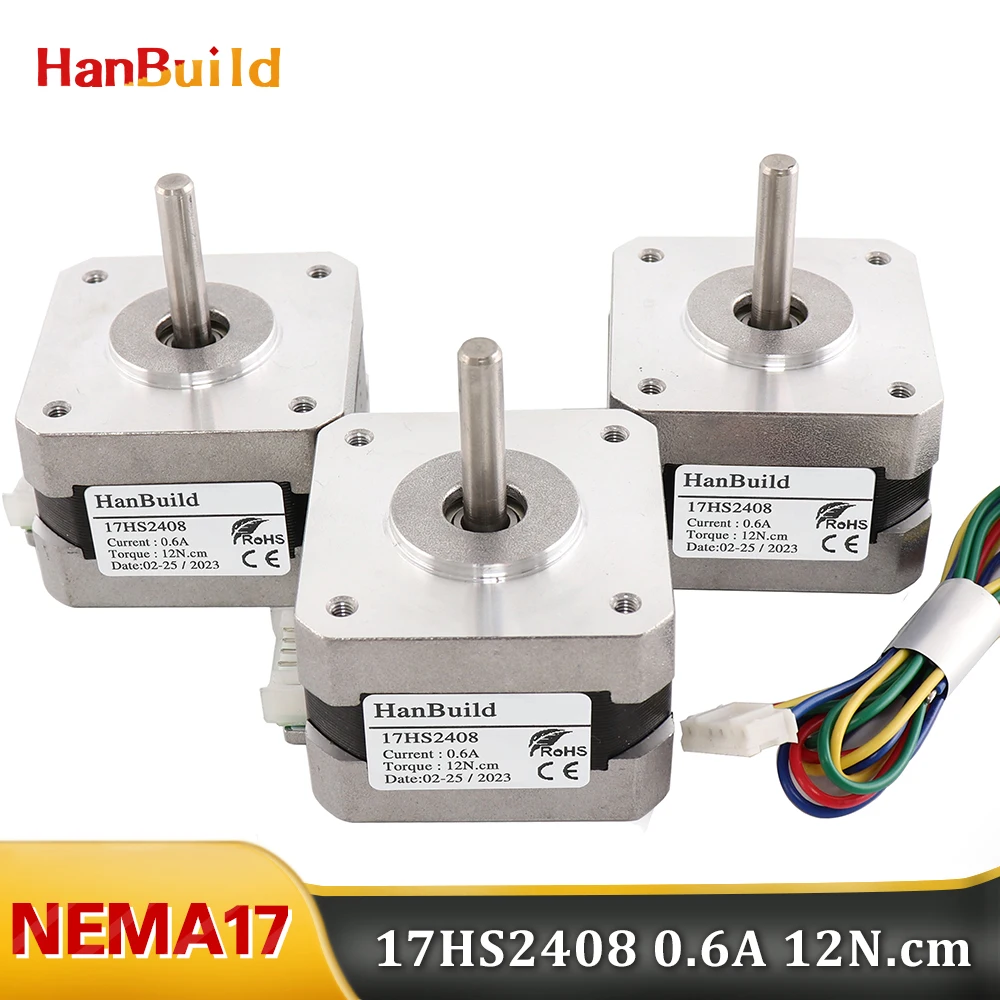 

3pcs 42 Phase 4 Leads Nema 17 Stepper Motor 1.8 17HS2408 Degree 42BYGH28 0.6A 12N.m For CNC Laser Engraver 3D Printer