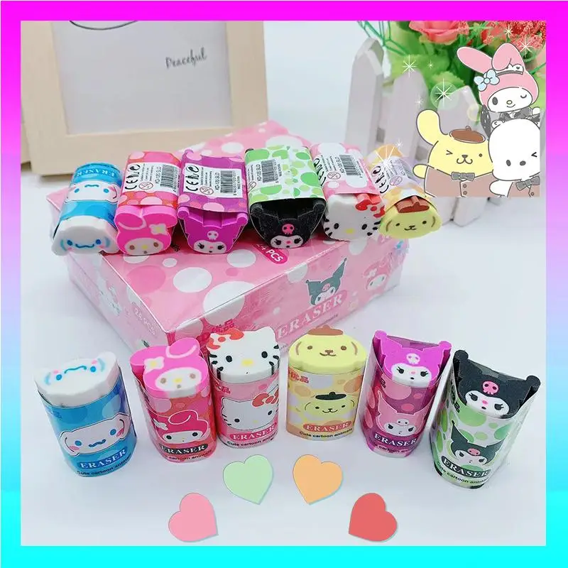 

Kt Kawaii Sanrio Hello Kitty My Melody Kuromi Anime Figure Eraser Pencil Eraser Correction Wipe School Supplies Learn Stationery