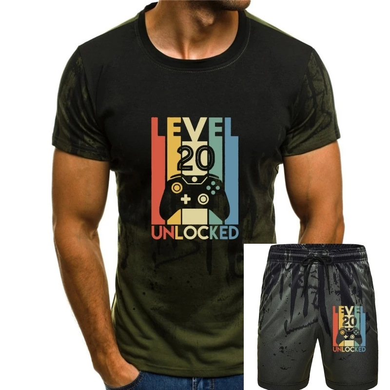 

Level 20 Unlocked Shirt Funny Video Gamer 20th Birthday Gift T-Shirt Custom Tops T Shirt For Men Cotton T Shirt Gift New Coming