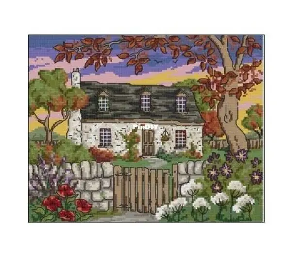 

Cross stich Kits Homfun Craft 36-48 Classical Landscape Cross Stich Helios-005 Country Garden Villa 35-30