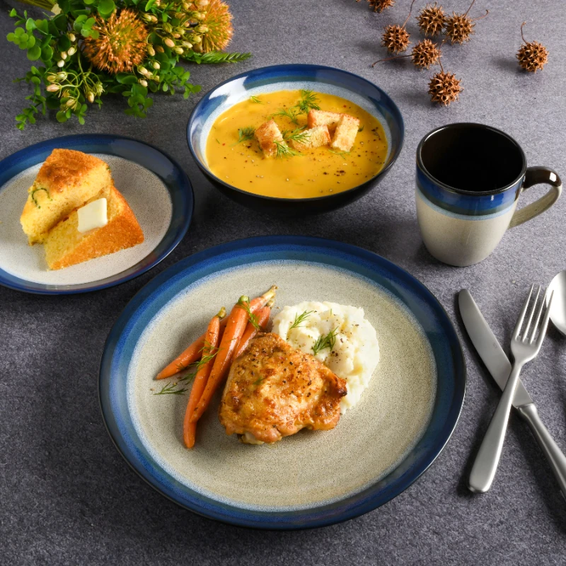 

Camping Dinnerware Home Terra Bella Blue 16-Piece Dinnerware Set
