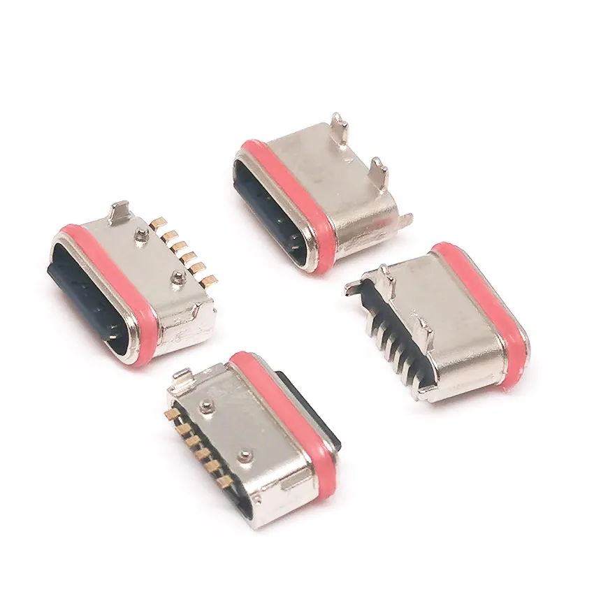 

1-10PCS Connector TYPEC6P vertical stick and plug board waterproof female base die-cast powder metallurgy fast charging socket