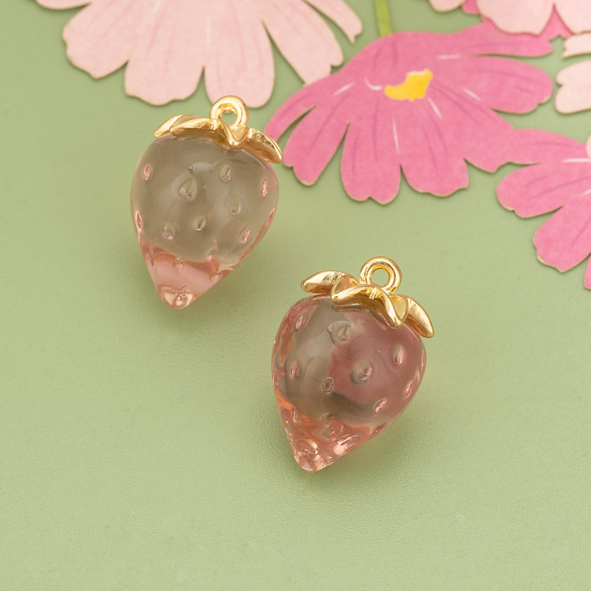 YEGUI MF93 ювелирные аксессуары акрил позолота 18 карат медь форма клубники подвески