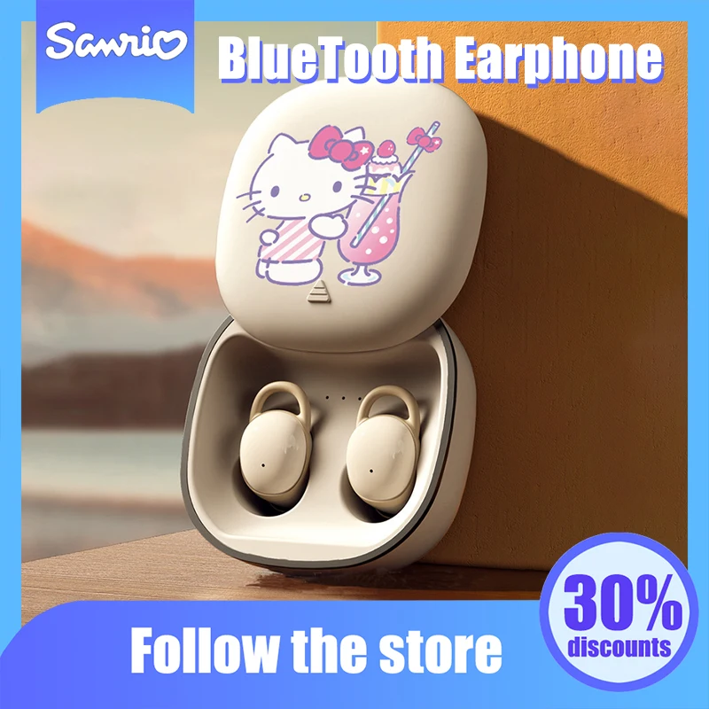 

Kawaii Sanrio Anime Bluetooth Earphone Cute Hello Kitty Kuromi Cartoon Noise Cancellation Headphone Originality Children Gifts
