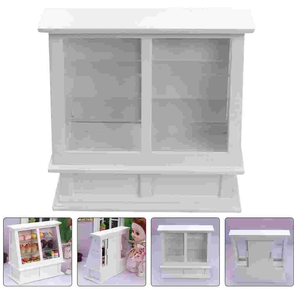 

Dollhouse Cake Cabinet Sliding Door Model Layout Prop Miniature Simulation Wood Store Cupboard Storage Furniture Accessory