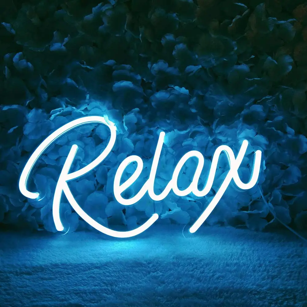 

Relax Neon Signs Led Neon Lights Acrylic Novelty Neon Light for Home Wall Blue Wall Art for Kids Bedroom Office Bar Decor Party
