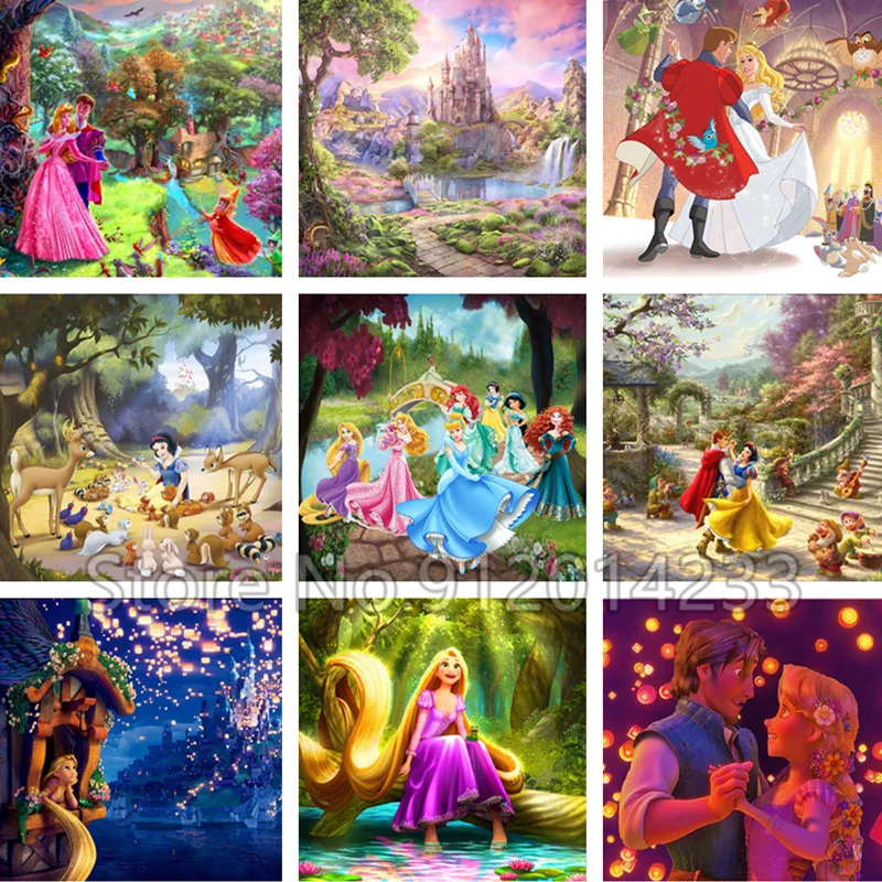 

Алмазная Вышивка Белоснежка Золушка Дисней Принцесса алмазная живопись 5D Сделай Сам полный квадратный Набор для вышивки крестиком подарок для девочки