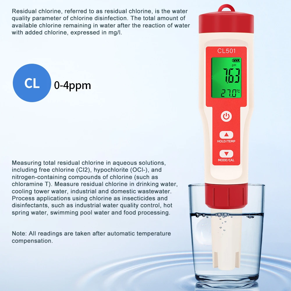 Измеритель PH/CL2/H2/ORP/температуры тестер качества воды для бассейнов питьевой