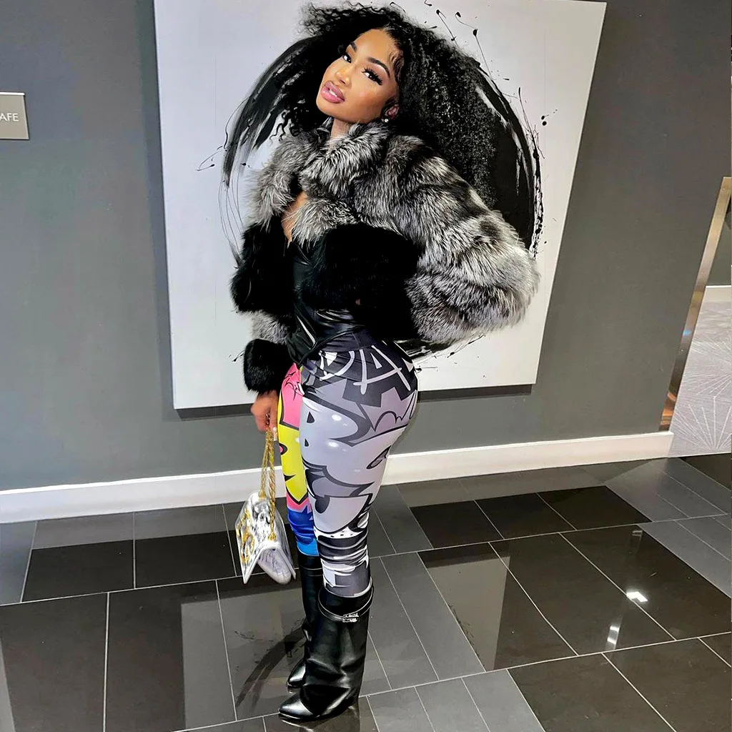 Fashion Winter High Quality Patchwork Faux Fox Fur Coat Women Elegant Zip Long Sleeve Warm Mink Short Jackets Furry Coat Outwear