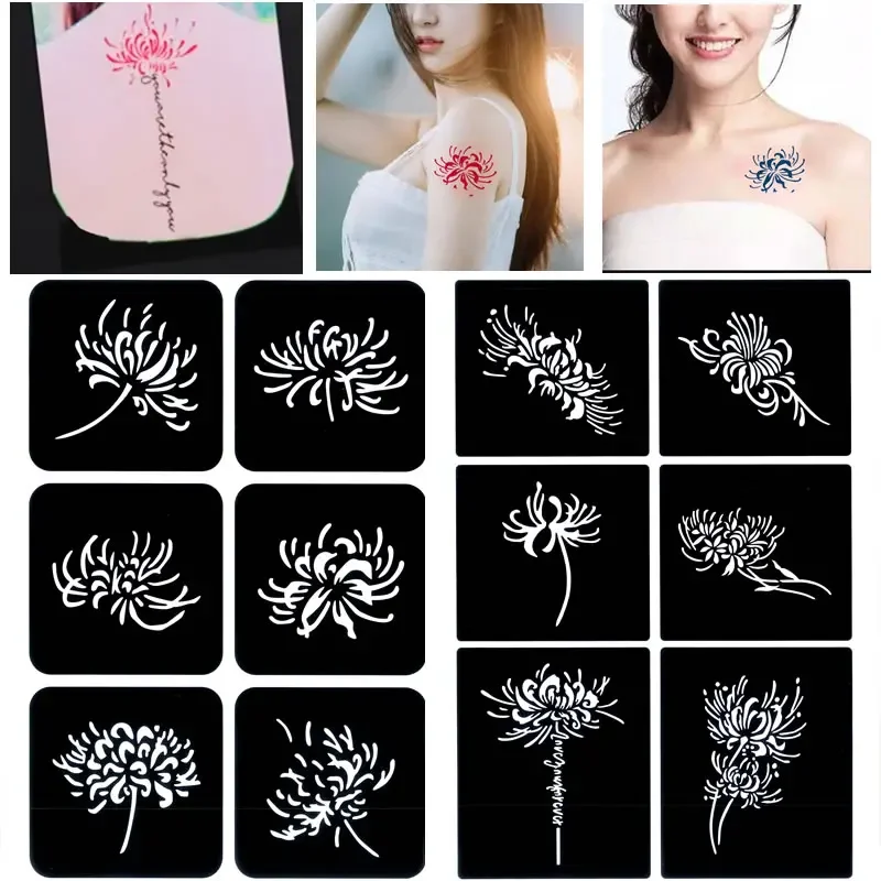 40-277 шт. Блестящий трафарет с татуировкой Индийский тотем арабские слова языком