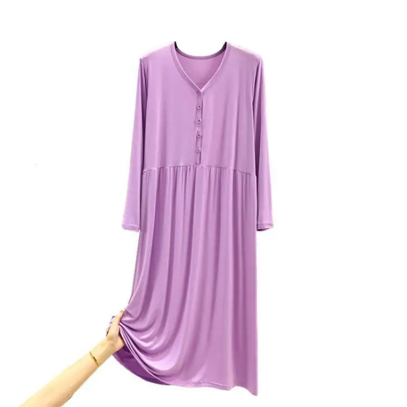 Breastfeeding Nightdress For Pregnant Woman V Neck Loose Buttons Long Nursing Pajamas Gown Maternity Clothes Plus Size enlarge