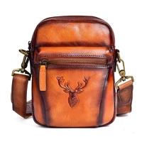 mens genuine leather shoulder bag small crossbody bags with deer pattern mini designer bags messenger bag new travel purse sac