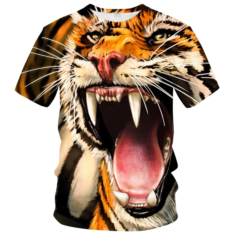 

2023 Tiger 3D Men’s T Shirts Animals Printed Short Sleeve Summer Streetwear Fashion Cool Children Tees Shirt Tops Clothe