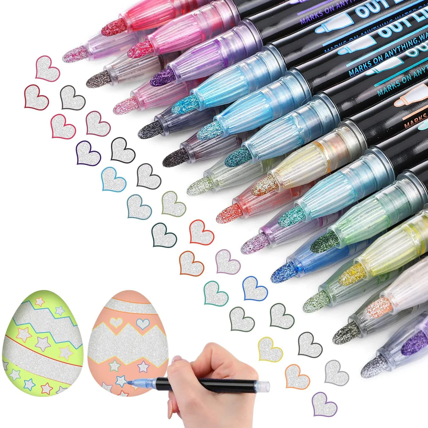 

Double Line Outline Pens 24 Colors Outline Markers Double Line Pen for Art, DIY Photo Album, Greeting Cards, Craft Projects