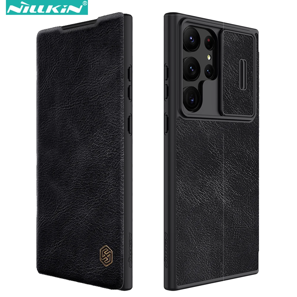 

Nillkin Qin Pro Flip Leather Case for Samsung Galaxy S23 Ultra / S23+, Business Lens Sliding Cover with Card Slot Back Cover