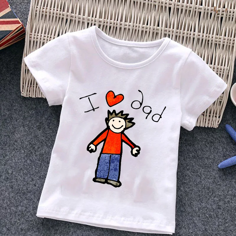 

Fathers Day Shirt Boys summer Cartoon i love dad T Shirt Fashion Harajuku Children short sleeve Tshirt Fathers Day Kids Boys