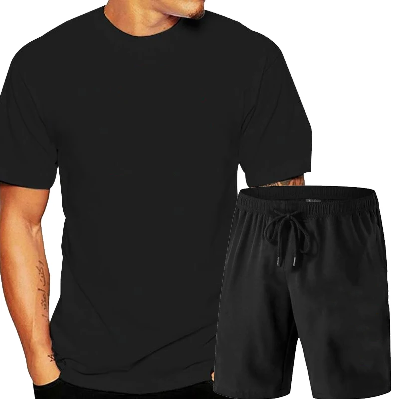

Men's Fashion Bodybuilding Striped Tracksuits Summer Casual Cool Short Sleeve Print Sports Streetwear Graphic T-shirt Shorts Set