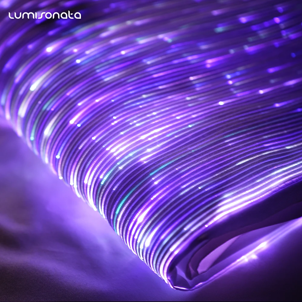 Lumisonata Led Fiber Optic Fabric With 7 Color Changeable Luminous Textile Glow In The Dark Glitter Designer Fabric DIY  Dress