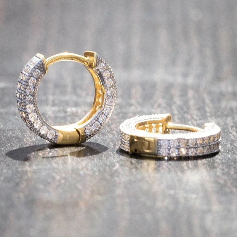 

European and American Earrings Fashion Trend Ladies Color Separation Micro-set Round Ear Buckles Commuter All-match Earrings