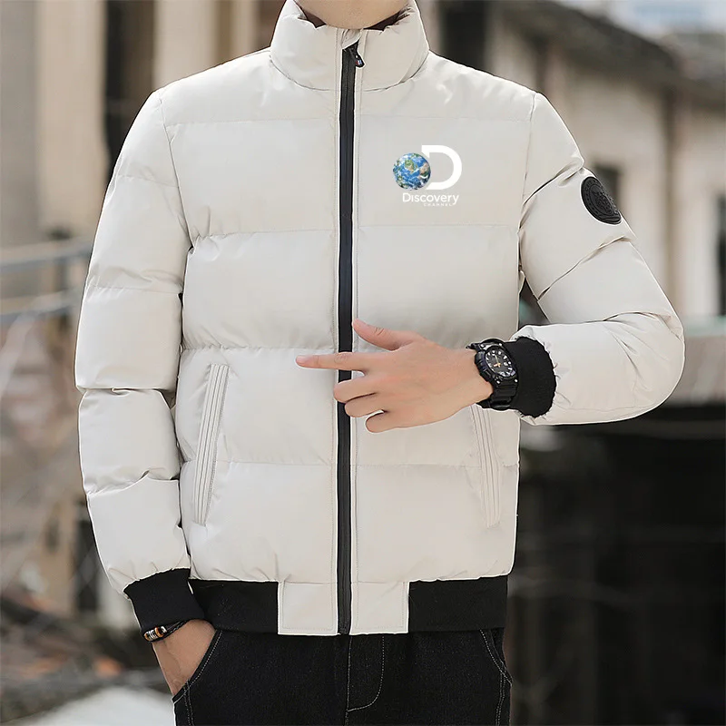 

2023 Discovery Channel Men Jacket Cotton Padded Down Jacket Casual Sports Autumn Winter Men's Stand Collar Warm Thick Parkas