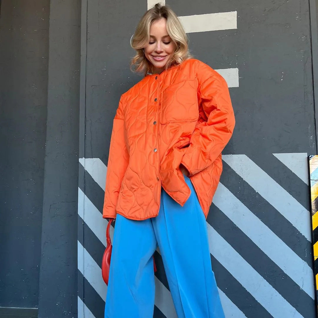 Casual Button-Up Quilted Winter Parkas Jacket Women 2022 Long Sleeve Top Pockets Streetwear Loose Cotton Coats Outerwear