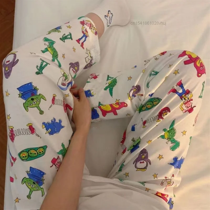 Toy Story Alien Cute New Pajamas Y2k Kawaii Anime Home Pants Female Cartoon Casual Loose Aesthetic Sleepwear Trousers Women