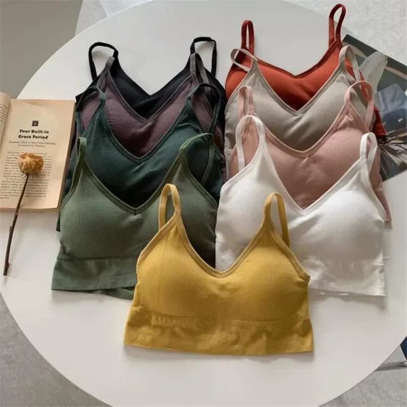 Фото Модная спортивная женская сексуальная кофта, женское нижнее белье с подкладкой черного, белого, розового цветов, спортивная одежда, тонкая короткая майка, топ с острым носком №1